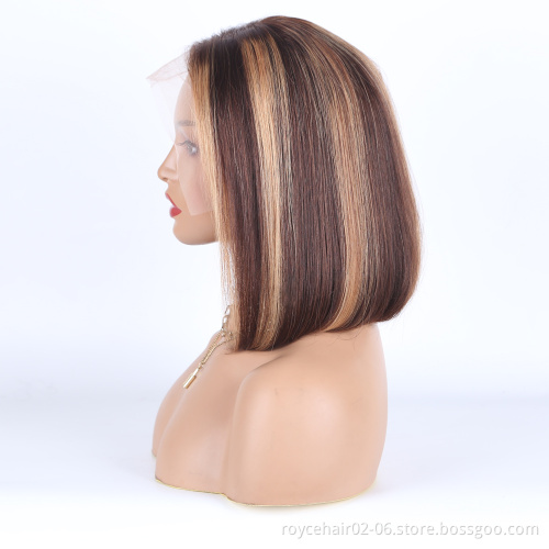 13x4 Bone Straight Ombre Color 4/27 Thin Hd Lace Wig, Transparent Invisible Highlighted Piano Color Brazilian Human Hair Wigs